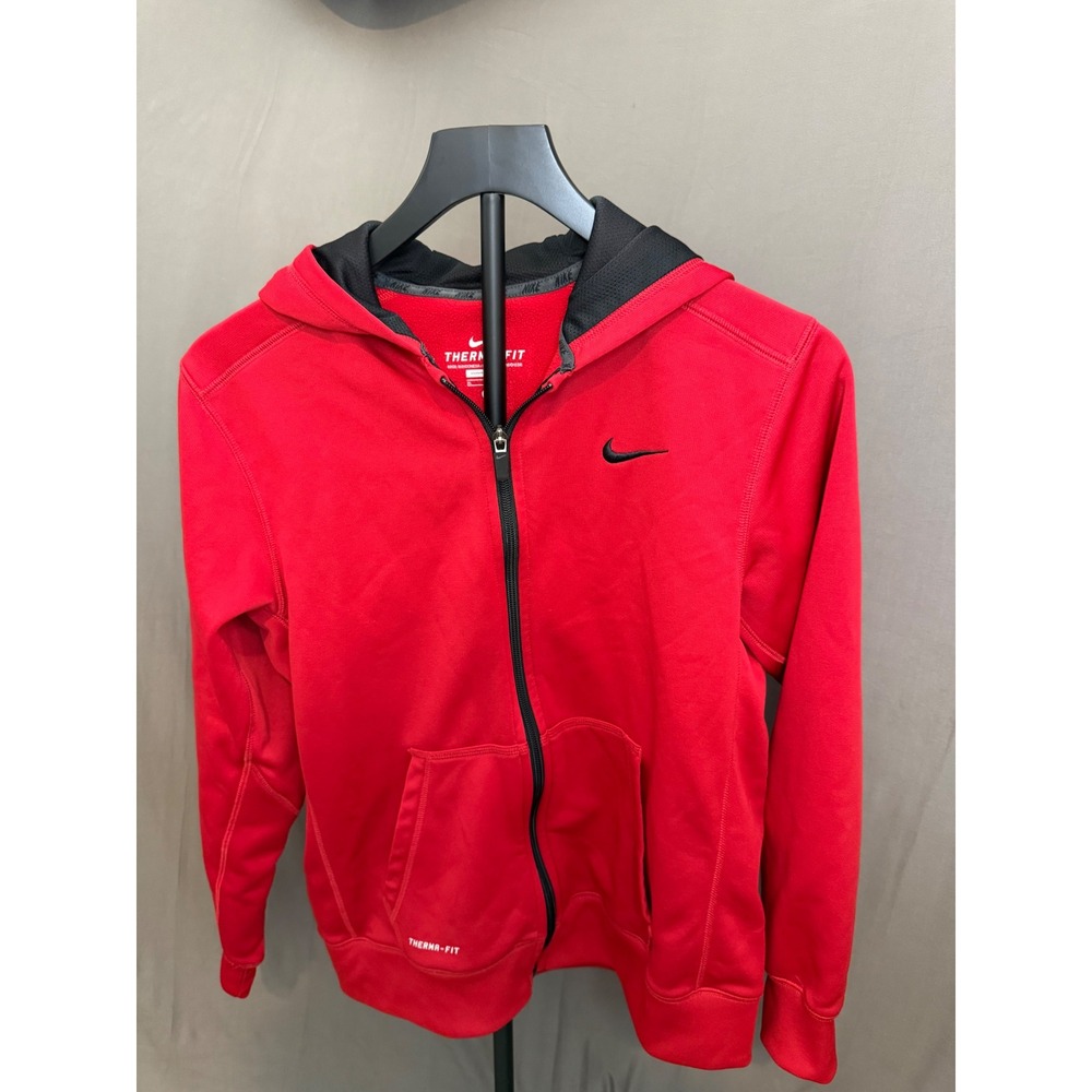 Nike Therma-FIT Boys XL Red Full Zip Fleece Hoodie Sweatshirt Kids